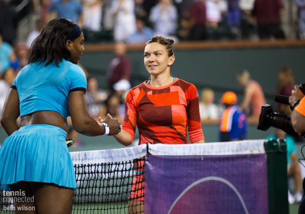 poignee de main Halep, williams